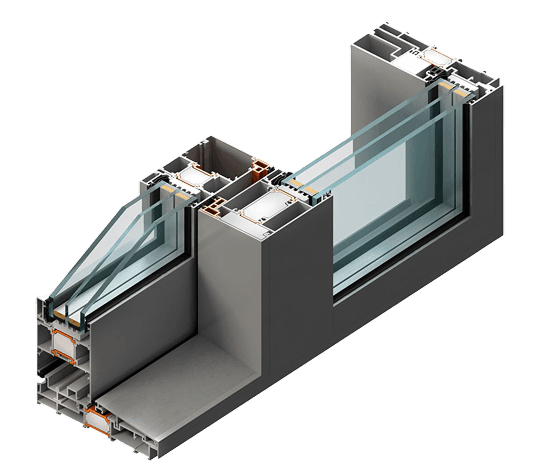 Sliding system aluminum profile section